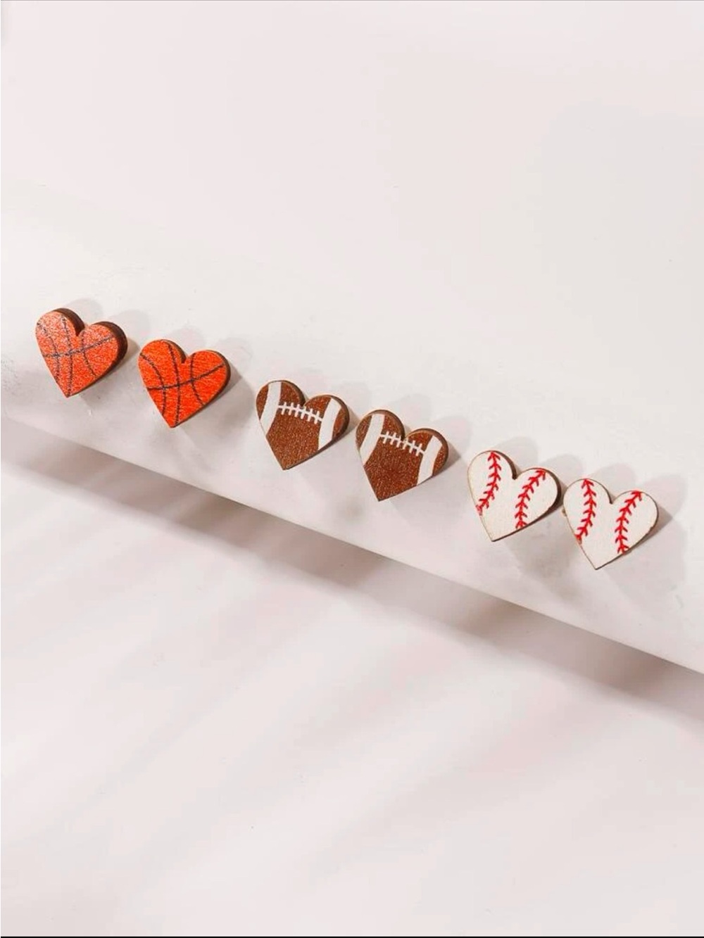 ⚾️ 🏀 🏈 Awesome Pair of Heart Themed Sports Studs Baseball Football Or Basketball